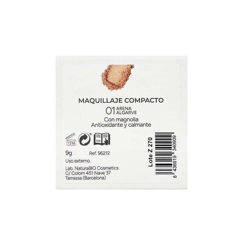Maquillaje Compacto 01 Arena Algarve 9g - NaturaBIO Cosmetics