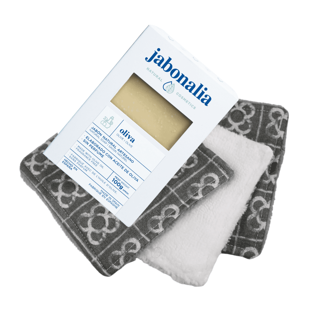 Pack Jabón Oliva + toallitas desmaquillantes reutilizables