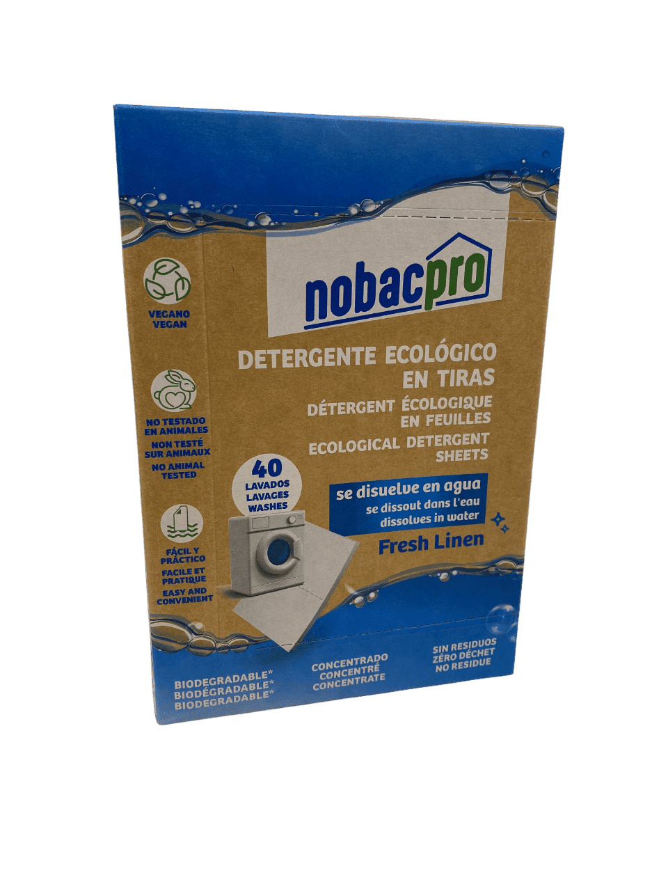Detergente ecológico en tiras 40 lavados - Nobacpro
